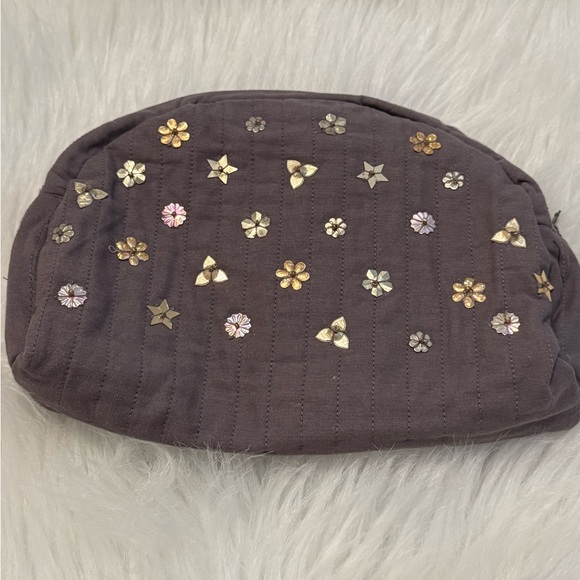 Free People Brown Makeup Bag with Gold and Silver Accents - Picture 1 of 2